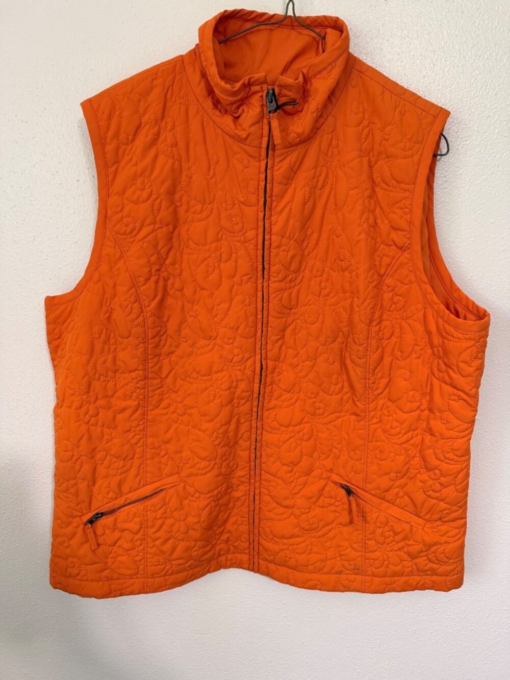 Zenergy By Chico's Vest Orange Quilted Lightweight Full Zip Womans 3/XL